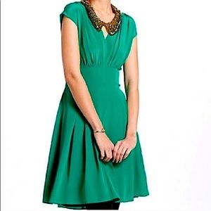 Anthropologie Lil Green Silk Dress